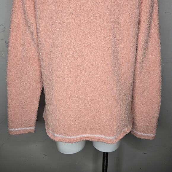 BAREFOOT DREAMS Crewneck Front Pocket Sherpa Sweater Light Pink Size Medium - Picture 14 of 15